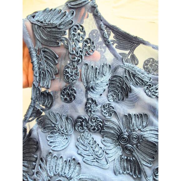 Alex Evenings Dress Size 12 Tea Length Blue Lace Mother of Bride Groom Formal - Picture 4 of 11